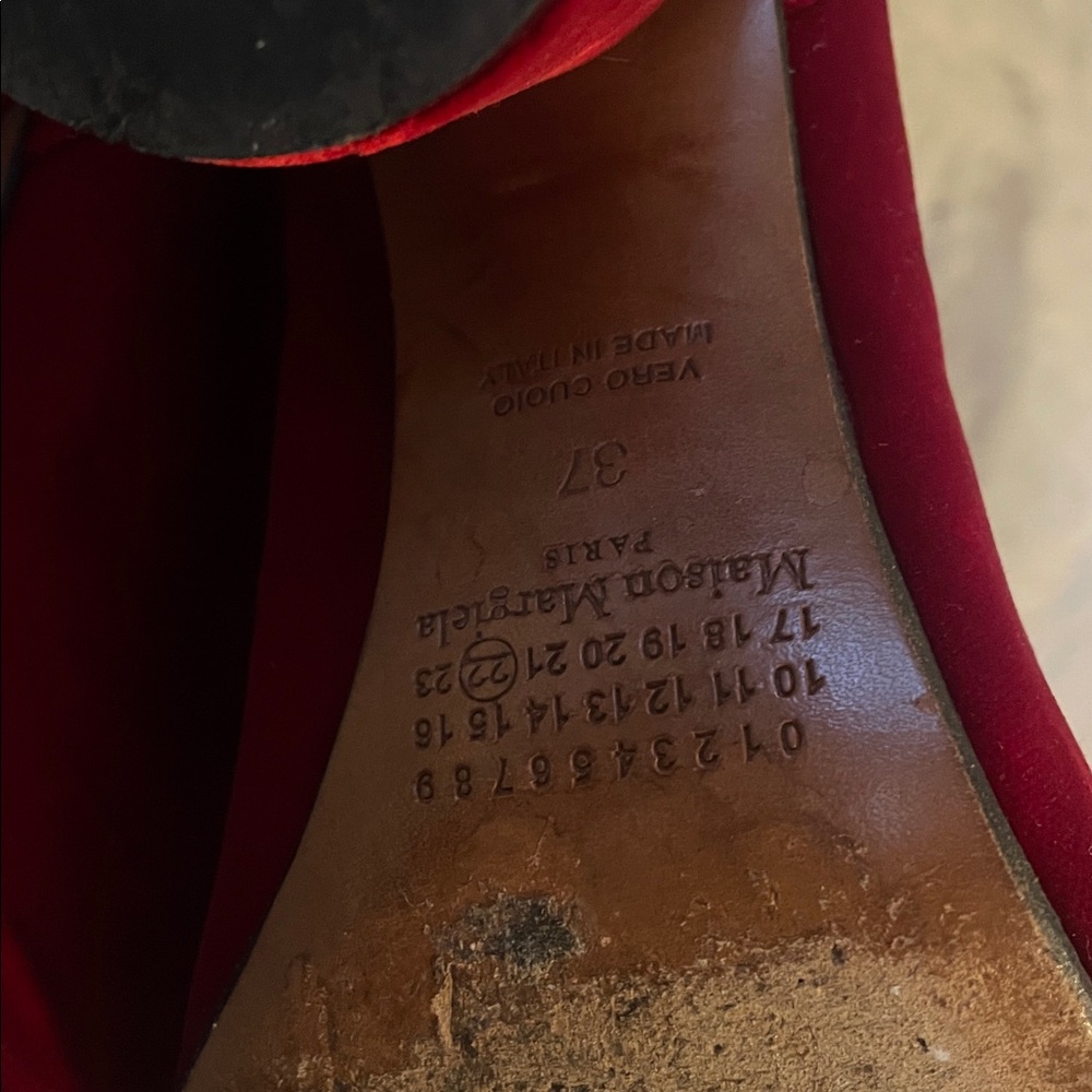 Maison Martin Margiela Red Velvet Tabi Heeled Boots 37 7 - Picture 7 of 12